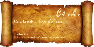 Csetneki Loréna névjegykártya